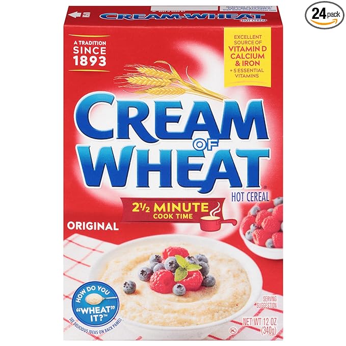 Cream of Wheat Original Stove Top Hot Cereal, 2 1/2 Minute Cook Time, 12 Ounce ...