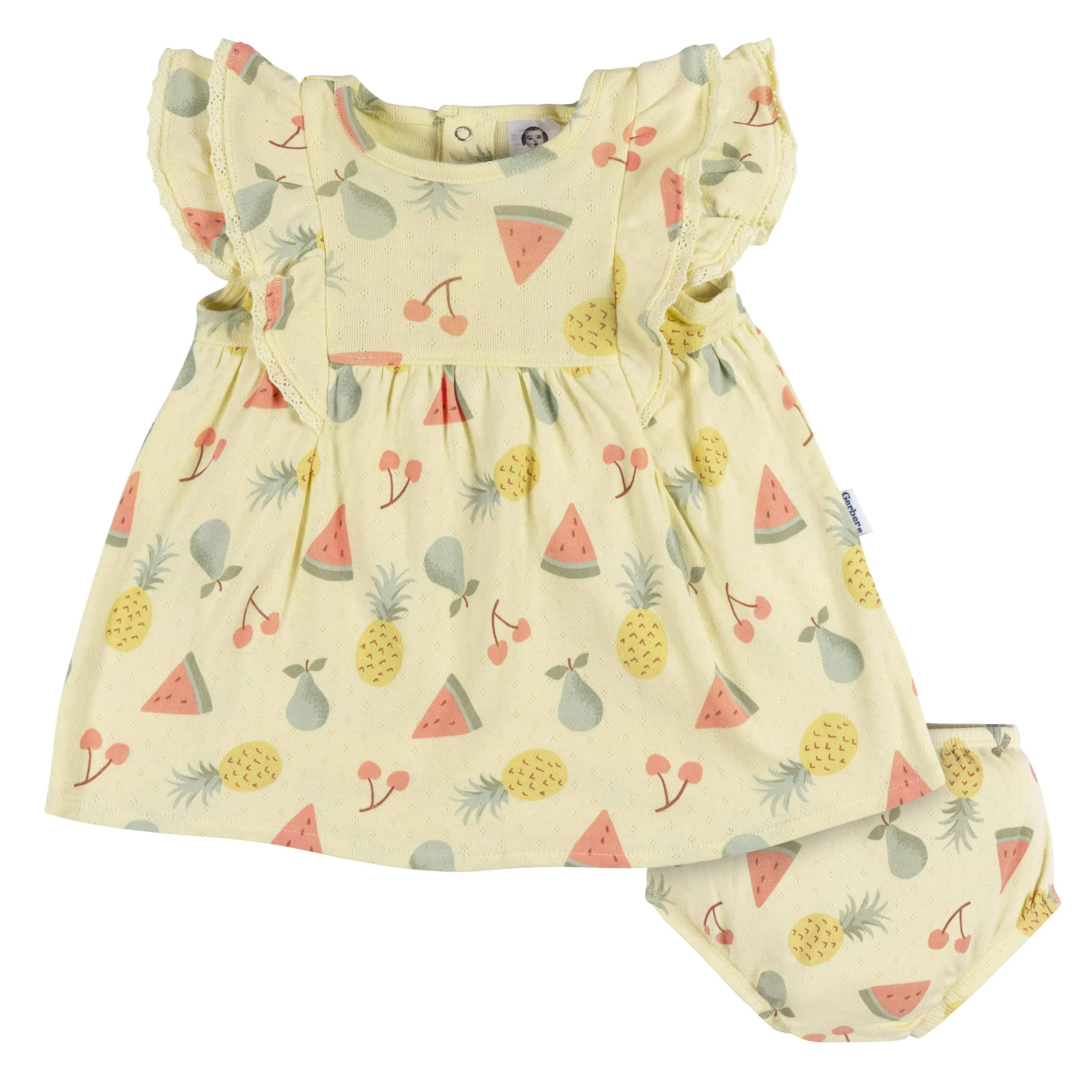 Gerber 2-Piece Baby Girls Fruit Dress & Diaper Cover Set