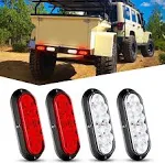 Nilight 6Inch Oval Red White LED Trailer Tail Light 4PCS Trailer Lights