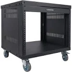 Sound Town 8U Universal Steel Rack, w/ 3" Locking Casters, Vented Side Panels for Audio Video, Server and Network Equipment (STRK-M8U)