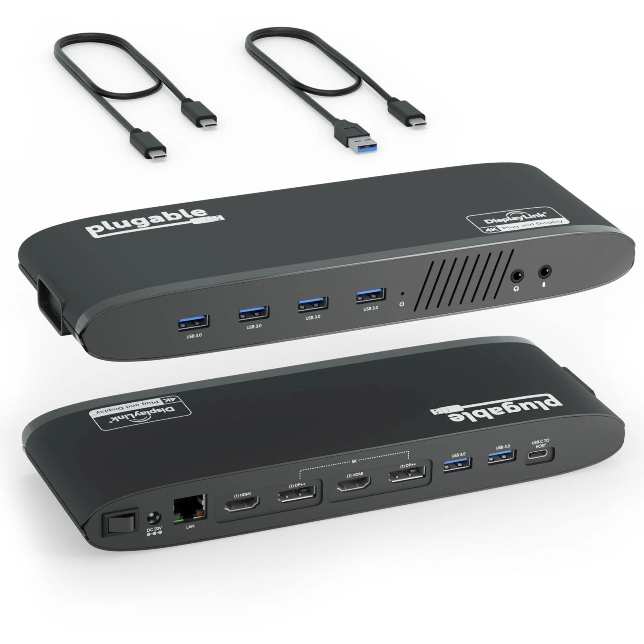 Plugable USB 3.0 Dual 4K Display Horizontal Docking Station with Displ