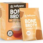 Dr. Kellyann Bone Broth Packets, Original Homestyle Flavor - 7 Servings, Chicken Broth with 100% Grass-fed Hydrolyzed Collagen Peptides Powder, 16g Protein, Keto and Paleo Diet Friendly