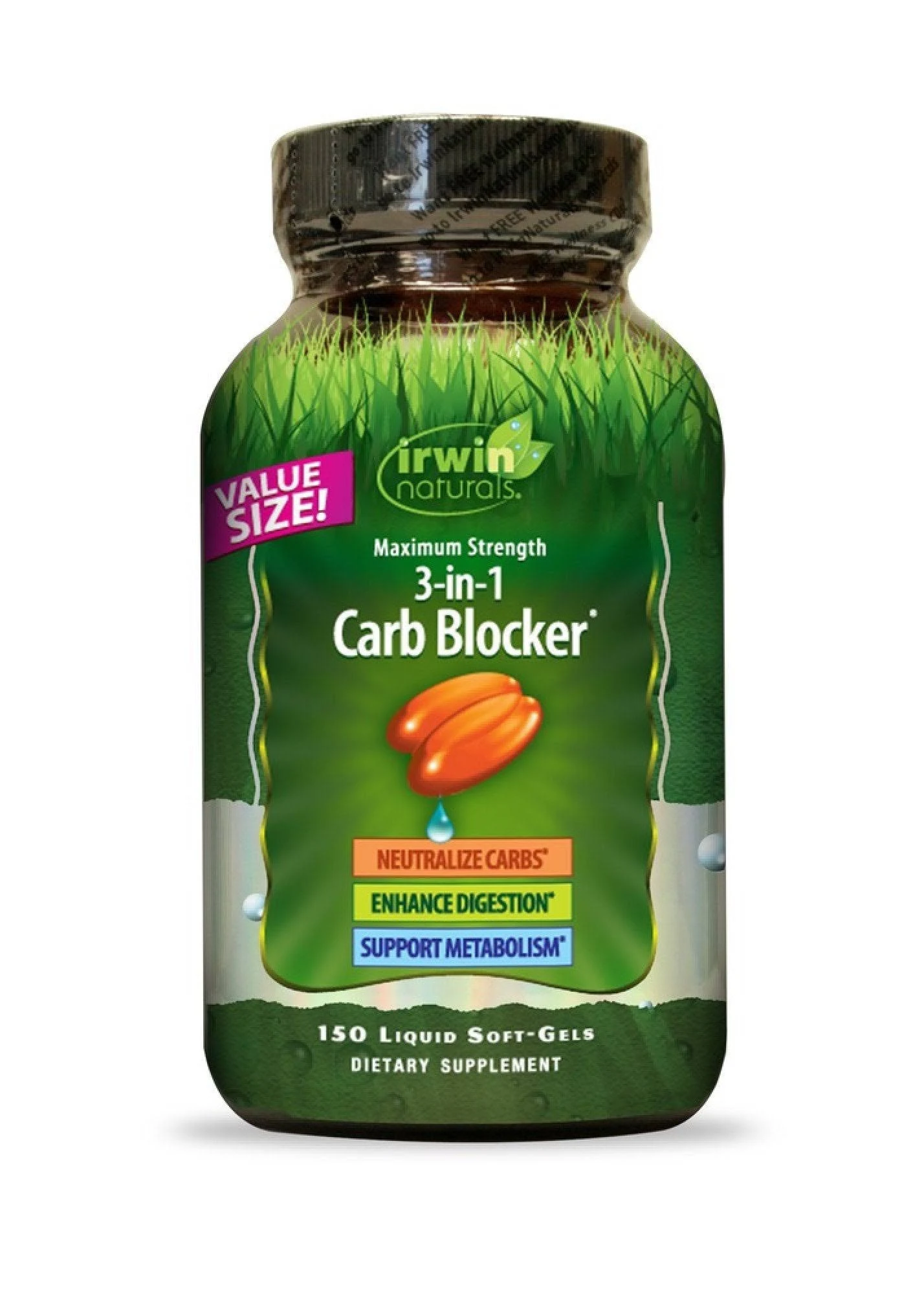 Irwin Naturals, 3-in-1 Carb Blocker, Maximum Strength, 150 Liquid Soft-Gels | Vitamins & Minerals | Health & Beauty