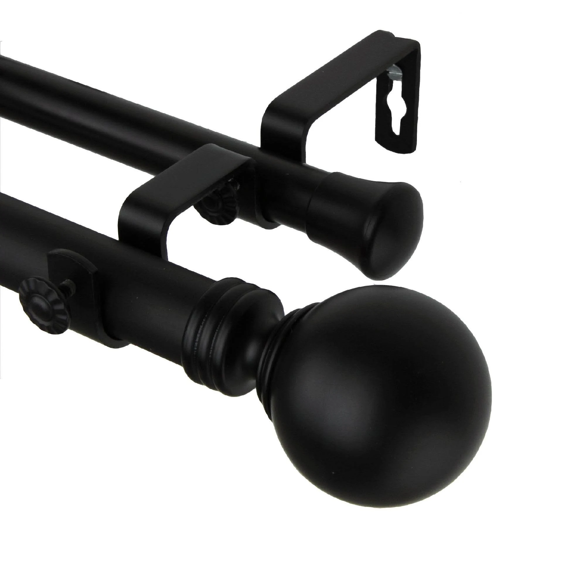 Rod Desyne Globe Double Curtain Rod 66-120 inch - Black