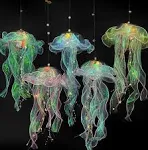 Jellyfish Light Hanging Decor - 5pcs Jelly Fish Lamp Ceiling Decor Under The Sea Party Decorations Ocean Little Mermaid Theme Birthday Jellyfish Decor