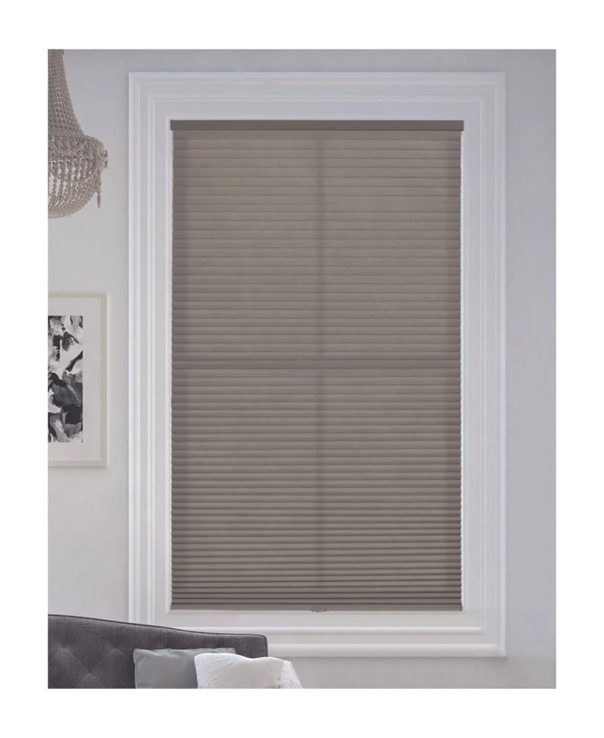 BlindsAvenue Cordless Light Filtering Cellular Honeycomb Shade, 9/16" Single Cell, White - 35" W x 48" H