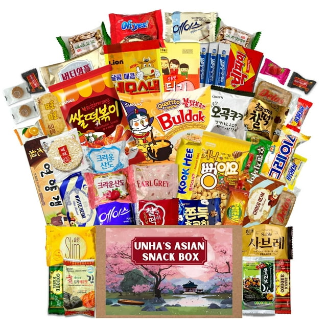 Korean Snack Box Variety Pack - 46 Count Snacks Individual Wrapped Gift Care Package Bundle Sampler Tiktok Asian Challenge Assortment Mix Candy Chips Cookies Ramen Gummy Treats for Kids Children College Students Adult Senior