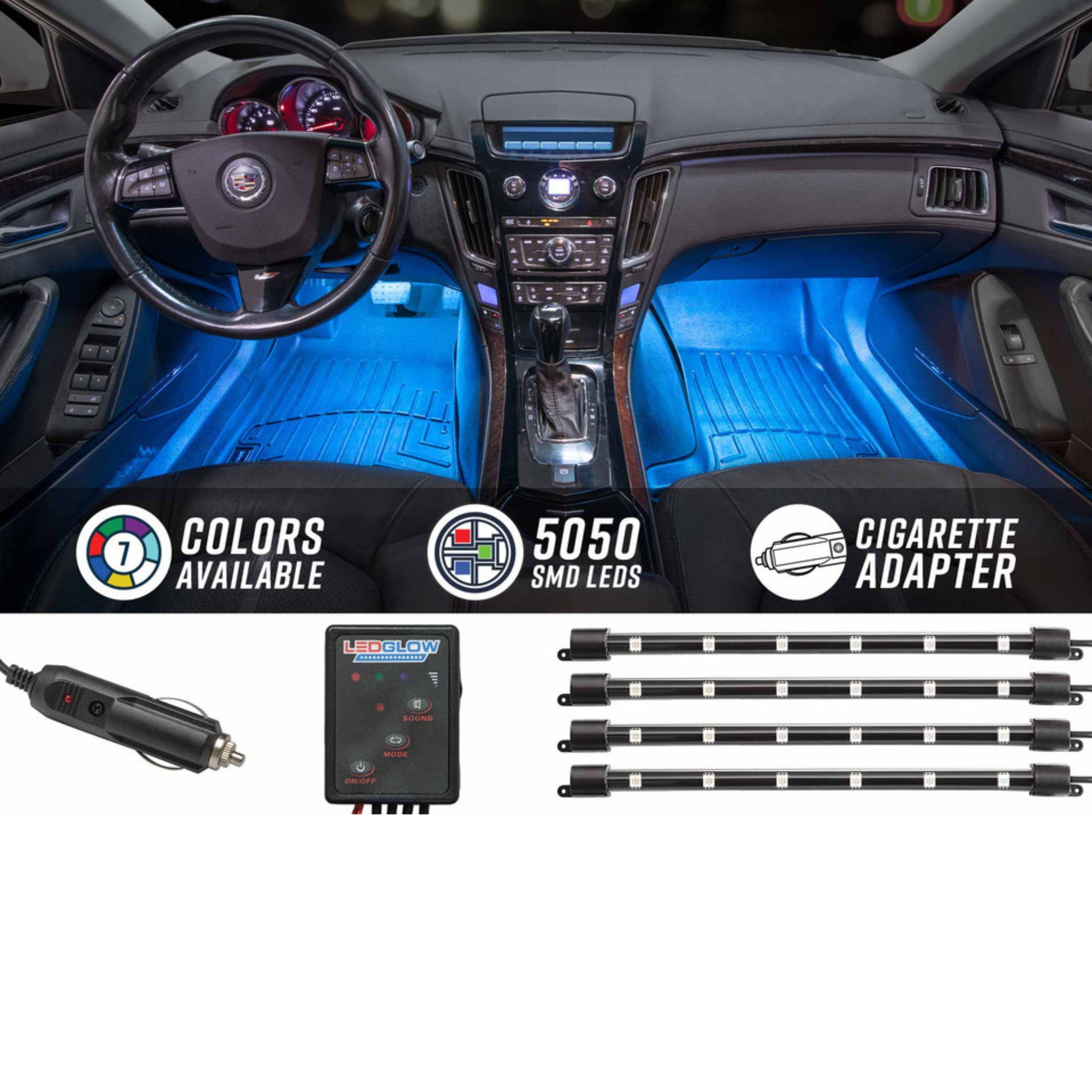 LEDGlow 4pc. Multi-Color LED Car Interior Underdash Lighting Kit - Universal Fit