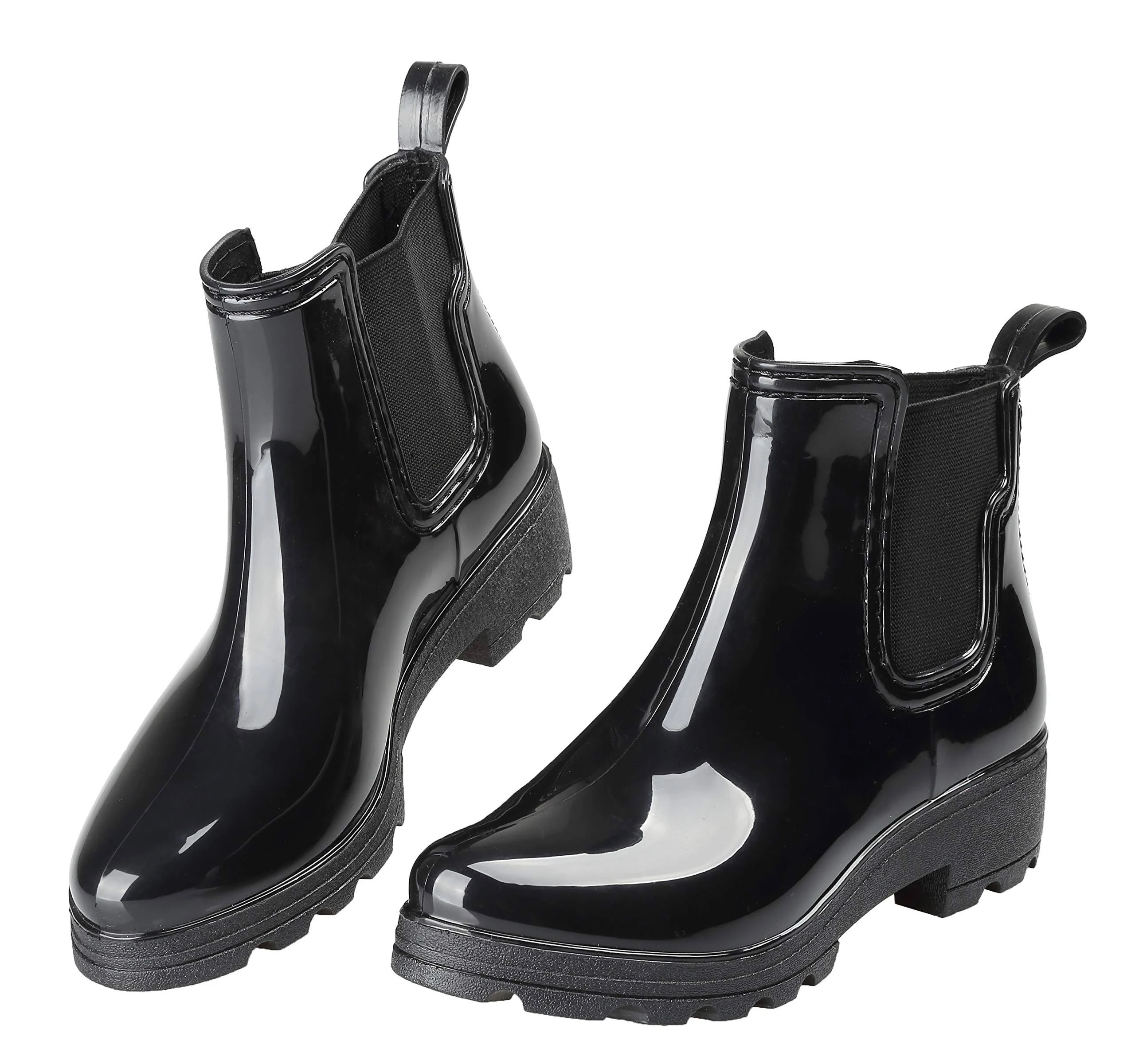 Women's Short Rain Boots Waterproof Slip On Ankle Chelsea Booties