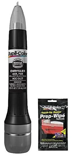 Dupli-Color ACC0427 Brilliant Black Pearl Exact-Match Scratch Fix All-in-1 Touch-Up Paint for Chrysler Vehicles (PXR, AXR) Bundle with Prep Wipe Towelette (2 Items)