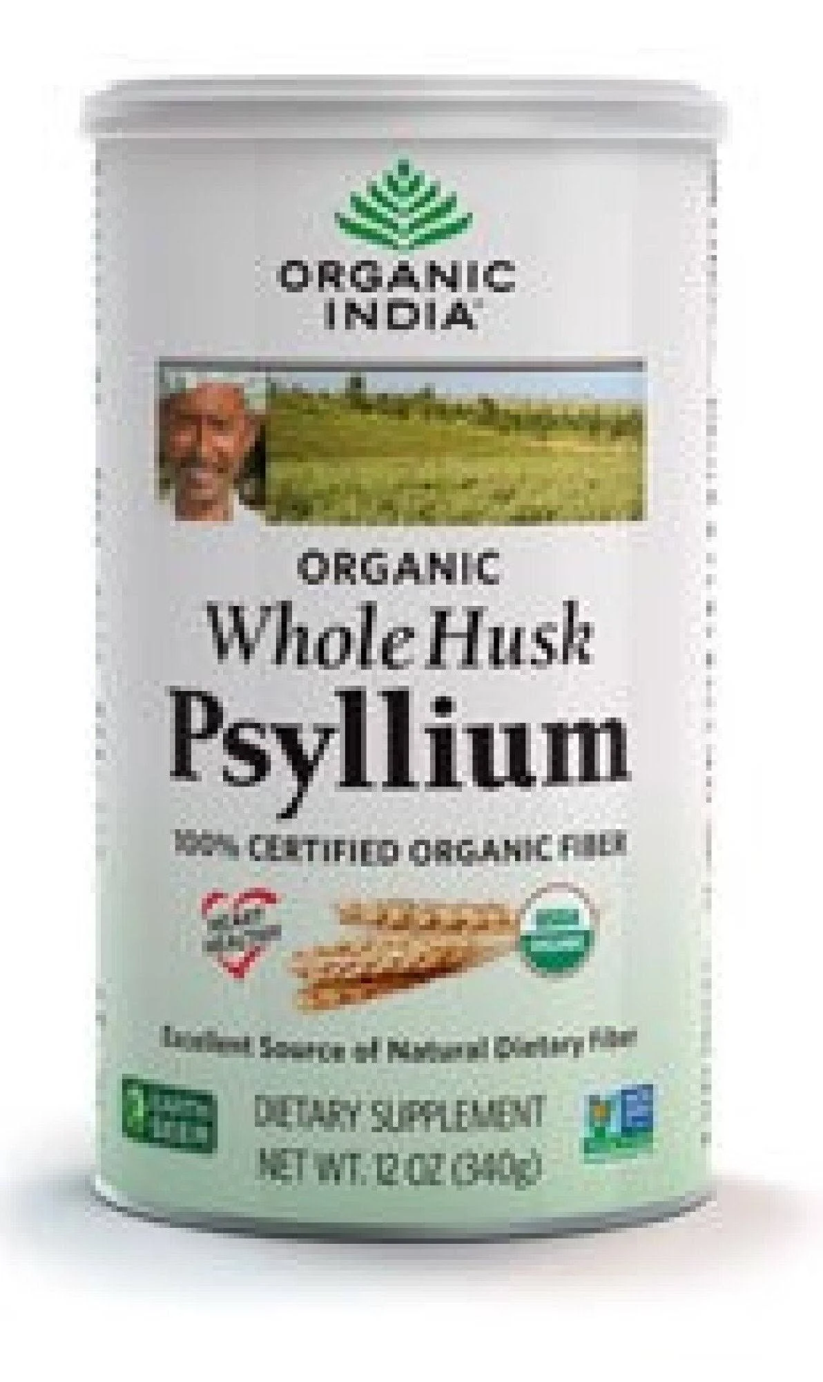 Organic India Whole Husk Psyllium - 12 oz canister