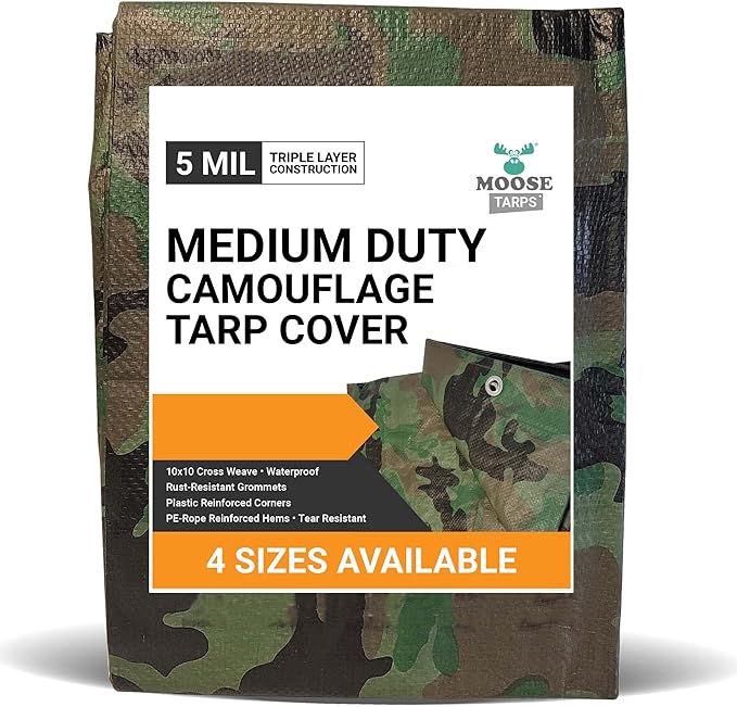 6' x 8' Multi-Purpose Water Resistant Camo Poly Tarp Cover by Party Tents