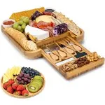 SMIRLY Charcuterie Boards Gift Set: Large Charcuterie Board Set, Bamboo Cheese Board Set - Unique Mothers Day Gifts for Mom - House Warming Gifts New Home, Wedding Gifts for Couple, Bridal Shower Gift