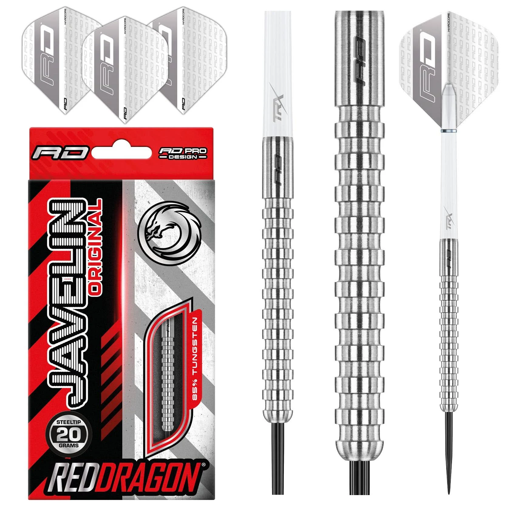 Red Dragon Javelin: 20g - Tungsten Darts Set with Flights and Stems