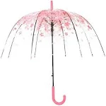 Cherry Blossoms Umbrella Cute Transparent Bubble Umbrella Clear Dome Semi-Automatic Sunny Umbrella for Kids Girls Boys or Women Romantic Windproof Wedding Decoration Umbrella