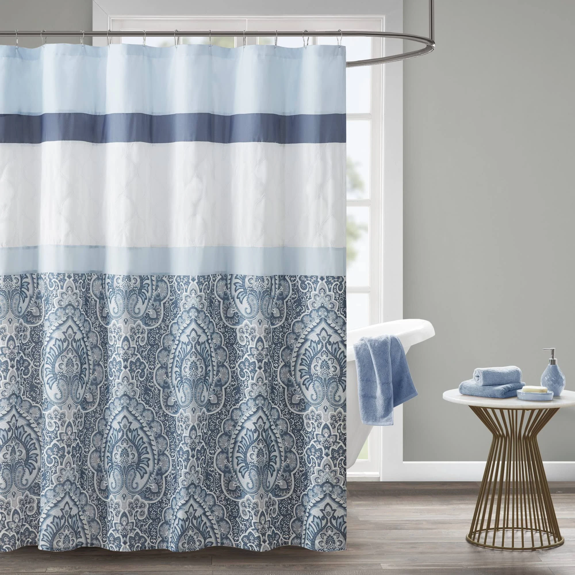 Printed and Embroidered Shower Curtain - Olliix 5DS70-0251