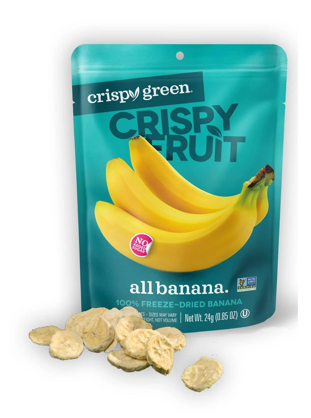 Crispy Green Natural Freeze-Dried Fruit, Banana Single-Serve, No Sugar Added, 0.85 Ounce (Pack of 12)