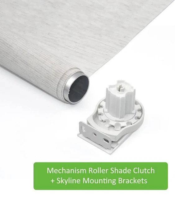 Rollerhouses Roller Shade Brackets with Mechanism Roller Shade Clutch+Skyline Mounting Brackets + End Plug for 1 1/4" Tube, White