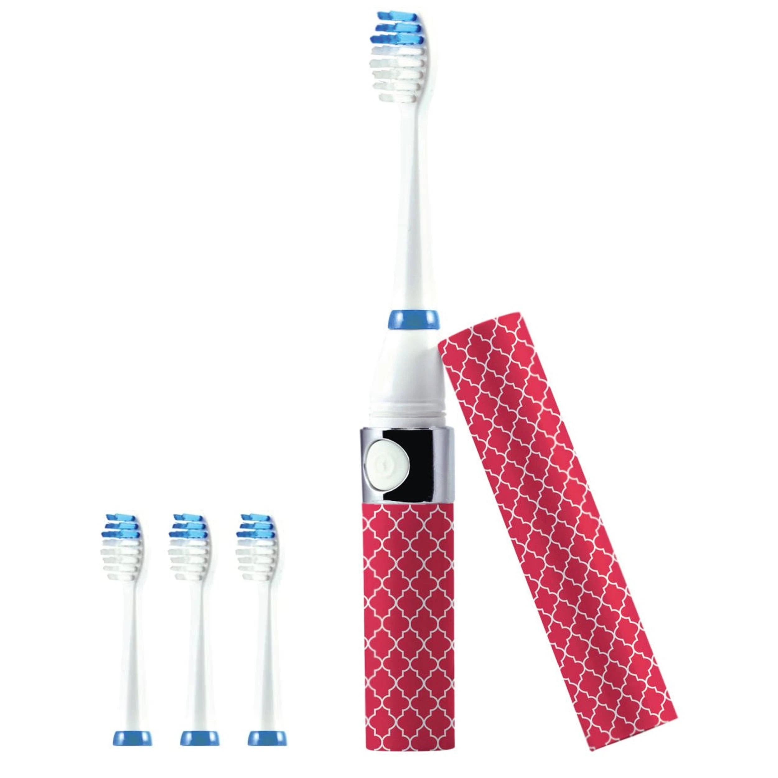 Pursonic S53-PL Portable Sonic Toothbrush in Pink with 3 Brush Heads