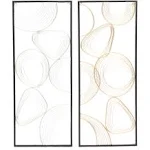 LuxenHome Gold and Silver Abstract Rectangular Metal Wall Accent