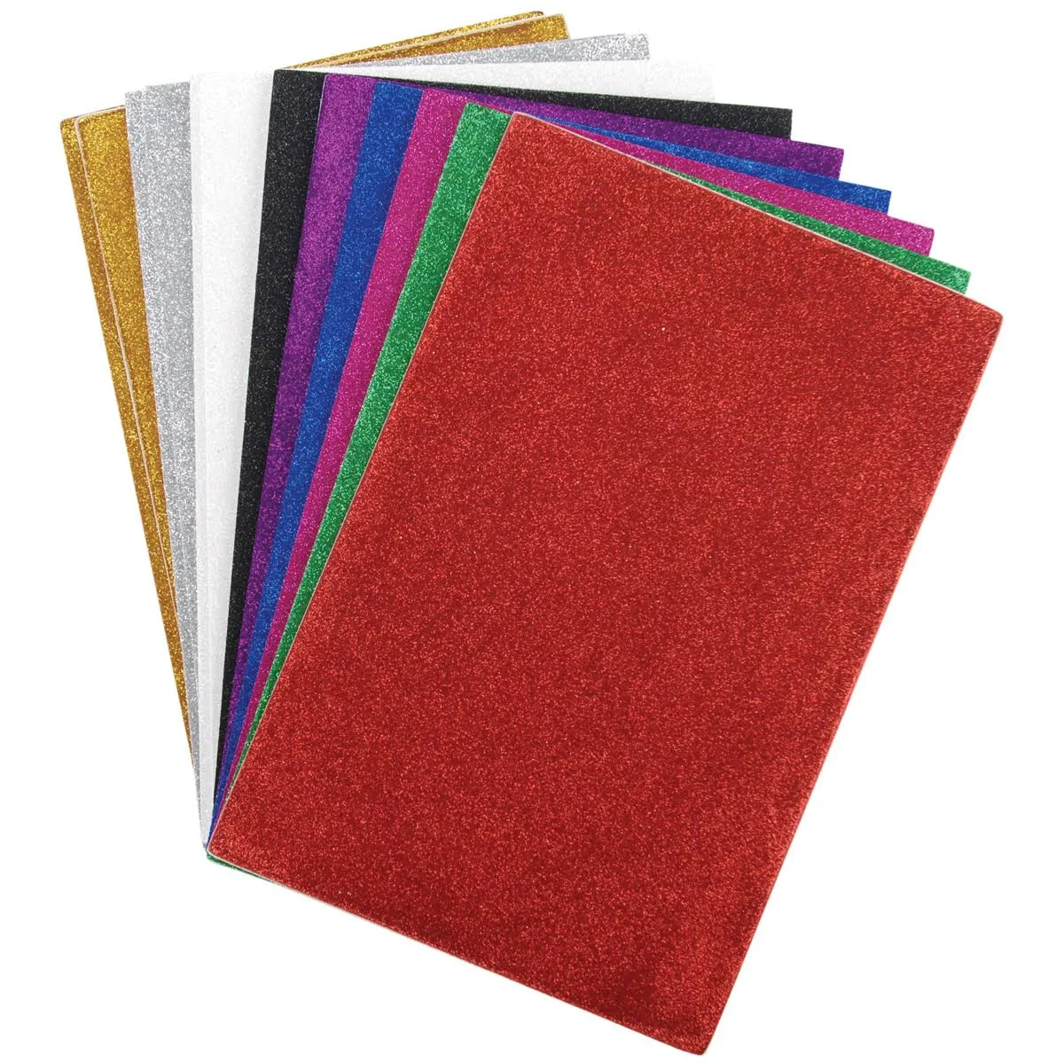 Darice 106-1009 12-Pack Foamies Sticky-Back Glitter Sheet, 6 by 9-Inch, Colors May Vary