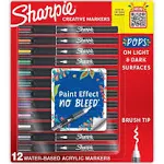 Sharpie Creative Markers, Fine Brush Tip, Assorted Colors, 12/Pack