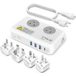 European Travel Plug Adapter Adapter,  220V to 110V Converter 200W, White+Grey