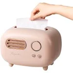 Facial Tissue Box Cover Holders Retro Radio Model Tissue Box Tissue Box Multifunctional in Home Living Room Cute StyleKleenex Box Holder for Bathroom Office(Pink)