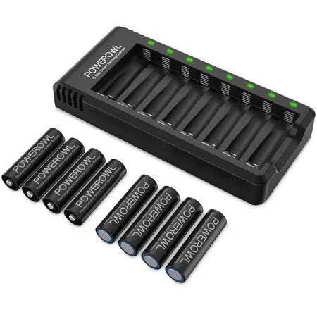 Rechargeable AA Batteries with Charger,  8 Pack of 2800Mah High Capacity Low Sel