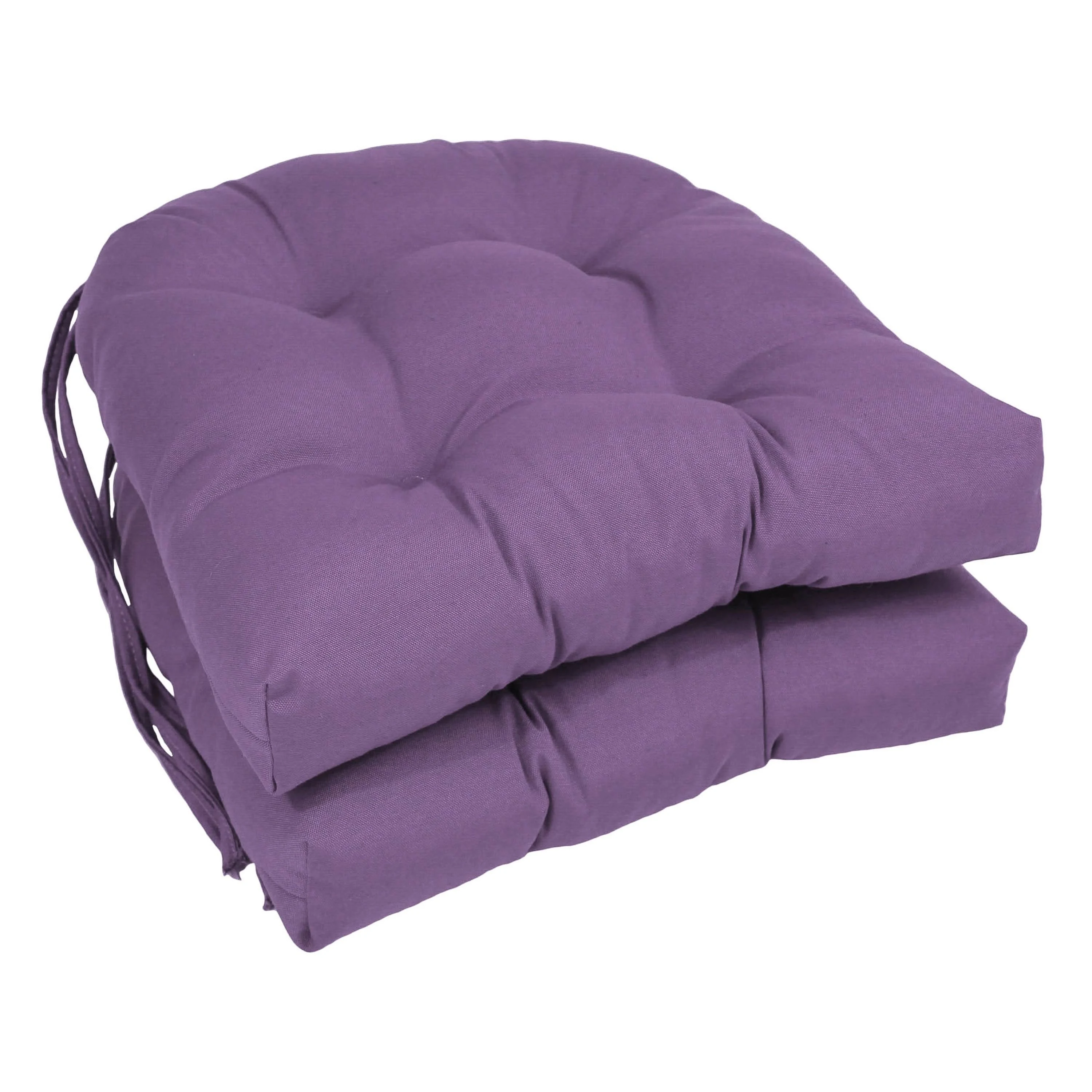 Blazing Needles 16-inch Twill Rounded Back Chair Cushion, 2 Count (Pack of 1), Grape