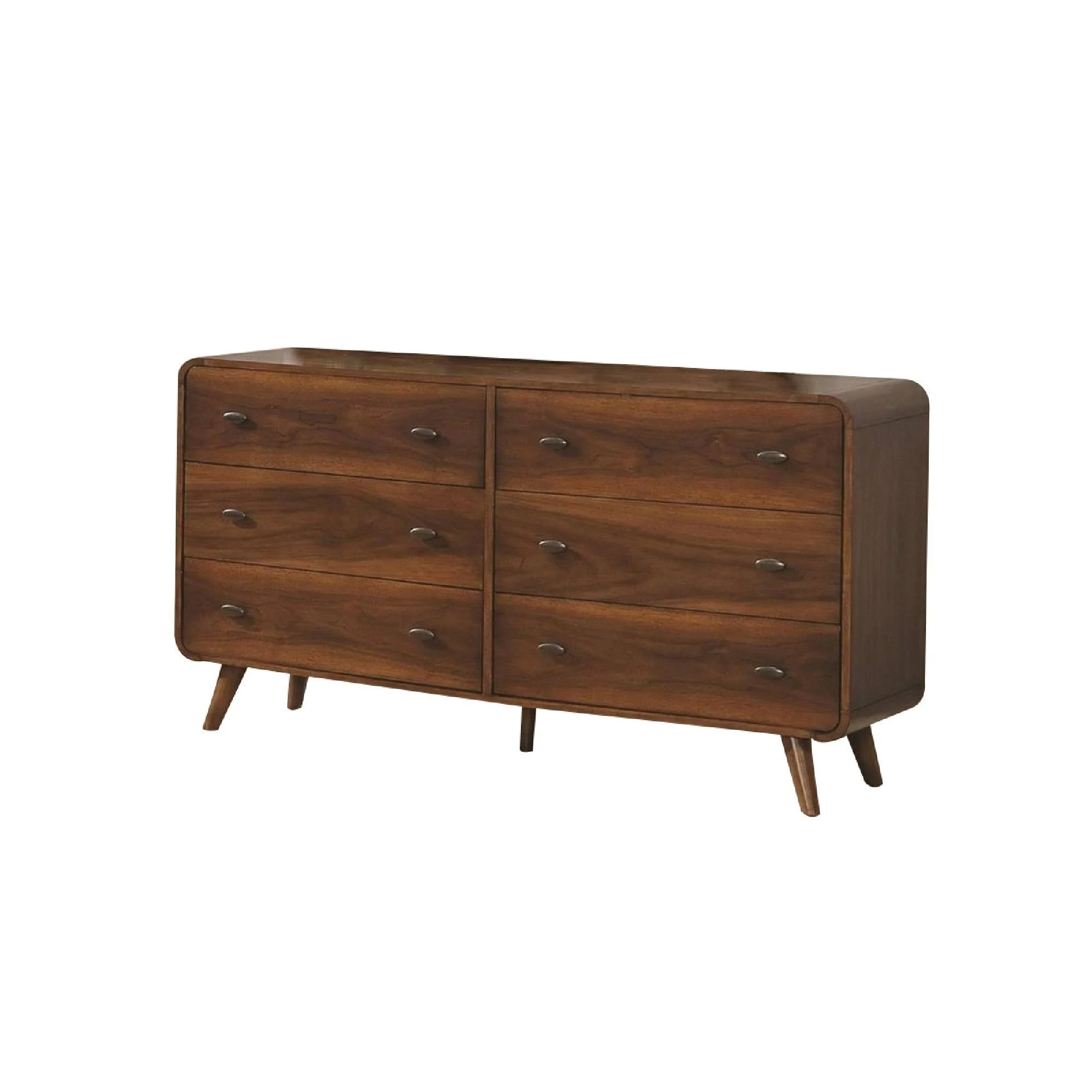 Benzara Wooden Dresser with 6 Drawers, Dark Walnut Brown