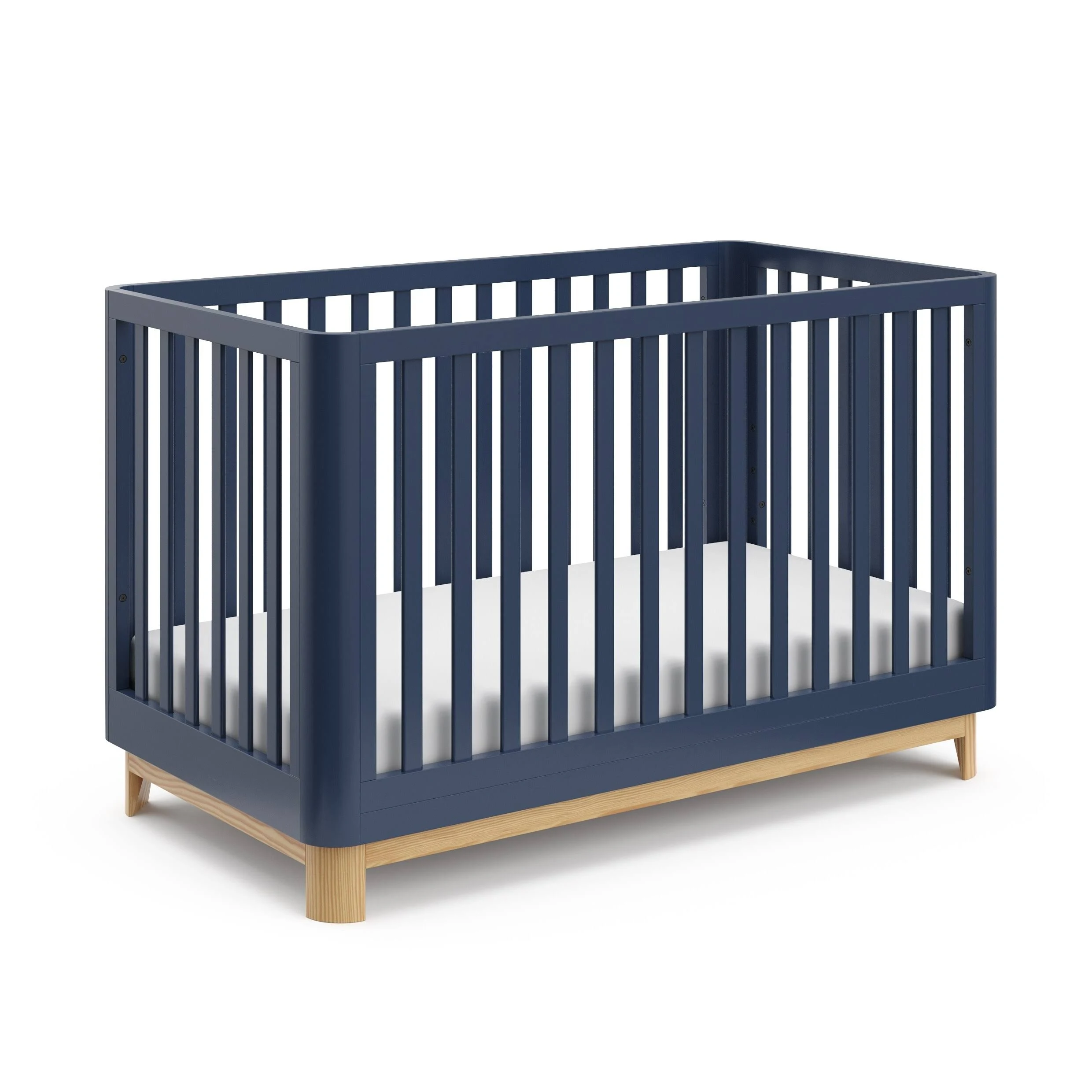 Storkcraft Santos 3-in-1 Convertible Crib (Black with Natural) – GREENGUARD Gold Certified, Fits Standard Crib Mattress, Converts to Toddler Bed and Daybed, Rounded Details, Designer Edition