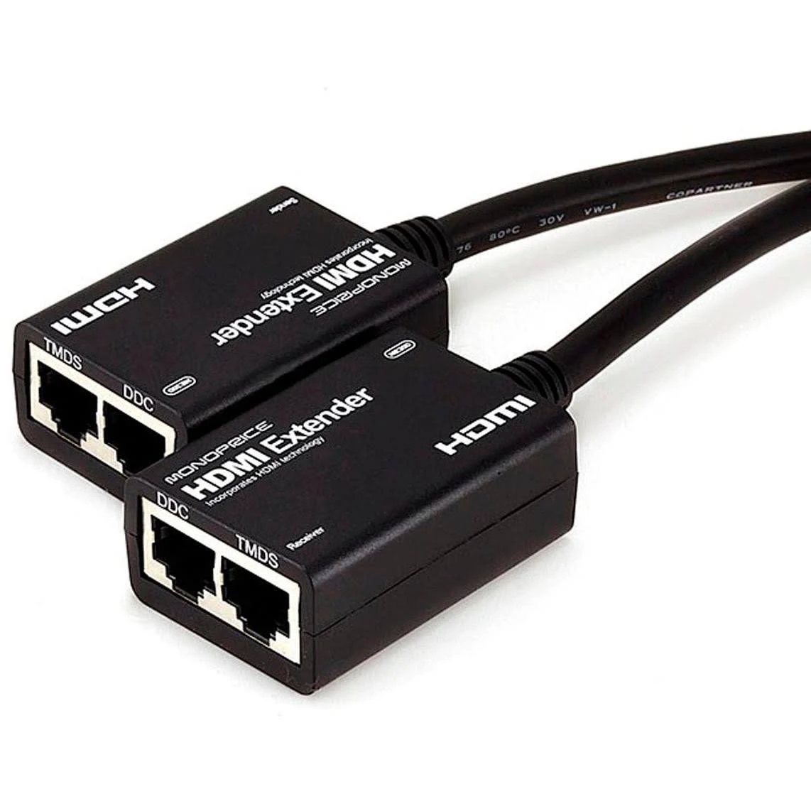 Monoprice 98' Cat5e/Cat6 HDMI Extender, Black