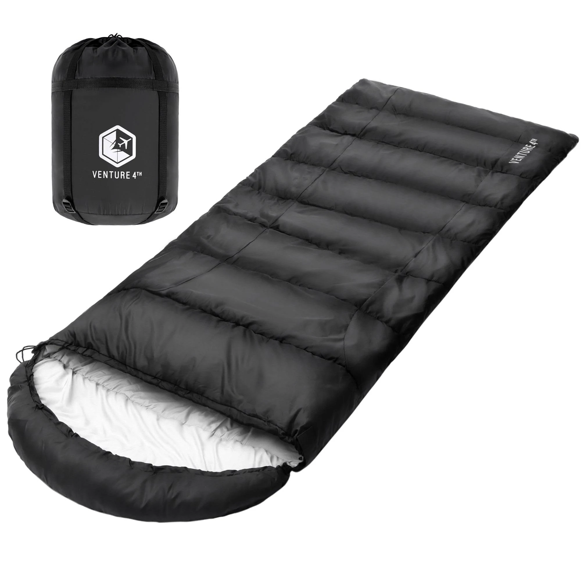 Venture 4th Backpacking Sleeping Bag – XXL, Double and Single Sizes - Lightweight Warm & Cold Weather Sleeping Bags for Adults, Kids & Couples –