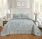 3-Piece Oversize King (115&#034; X 95&#034;) Quilt Set Microfur Bedspread Coverlet Fine Pr