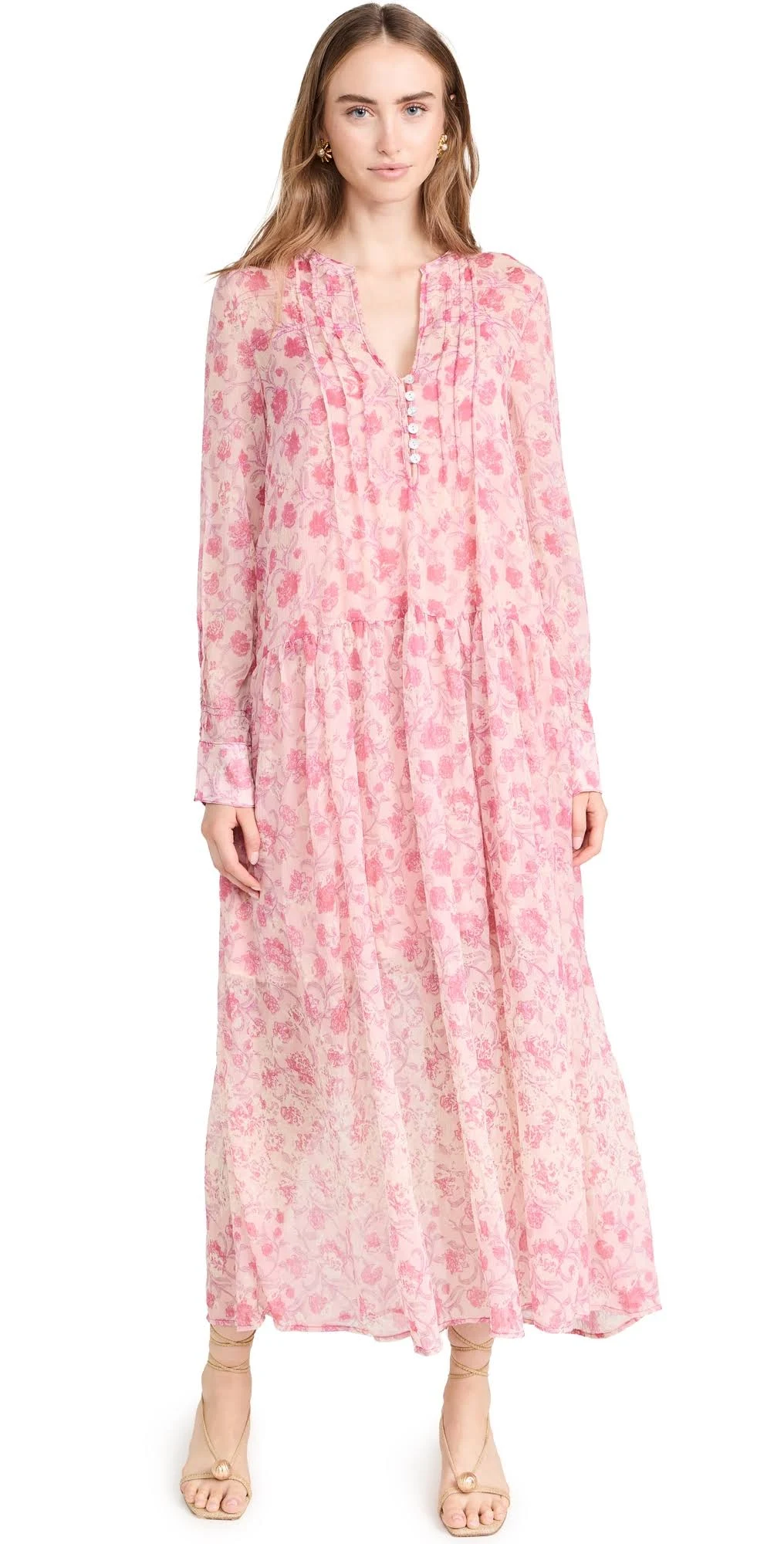 Free People See It Through Boho Floral Maxi Long...