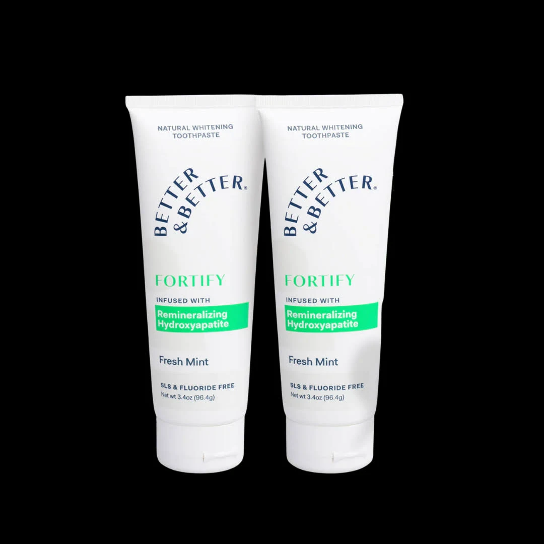 Better & Better Fortify Fluoride Free Toothpaste | Hydroxyapatite SLS Free Toothpaste 2 CT | Remineralizing Non Toxic Toothpaste w/ Organic Mints | Vegan & Whitening Sensitive Toothpaste