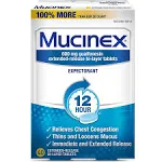 Chest Congestion, Mucinex Expectorant 12 Hour Extended Release Tablets, 20ct, 600 mg Guaifenesin with Extended Relief of Chest Congestion