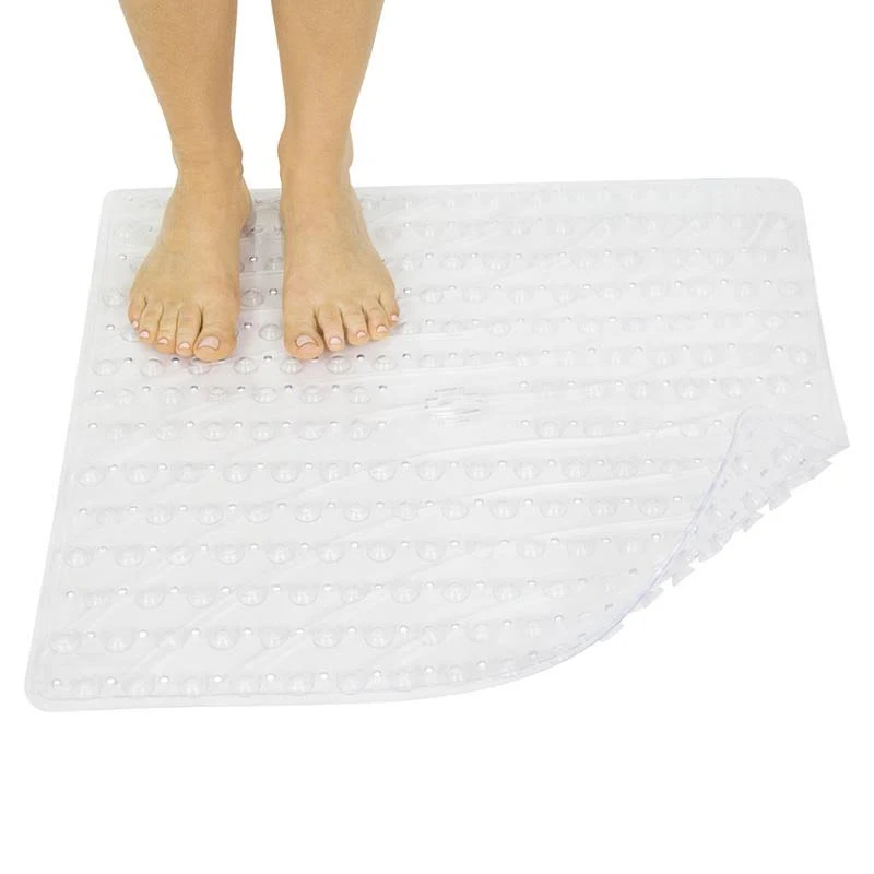 Vive Shower Mat - Non Slip Tub Bathtub Grip, 22" by 22", Square Large Suction Cup Floor Traction Skid Pad for Stalls- Textured Rubber with Drain Hole, Bathroom Accessories, for Elderly, Kids, Safety