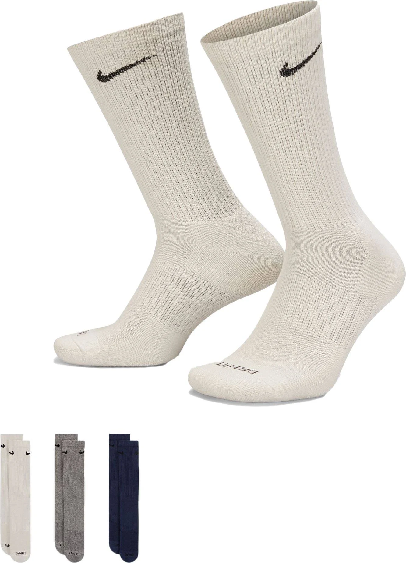 Nike Men&#x27;s 3-pack Dri-FIT Everyday Plus Cushioned Training Crew Socks