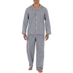 Fruit of The Loom Mens Long Sleeve Broadcloth Pajama Set