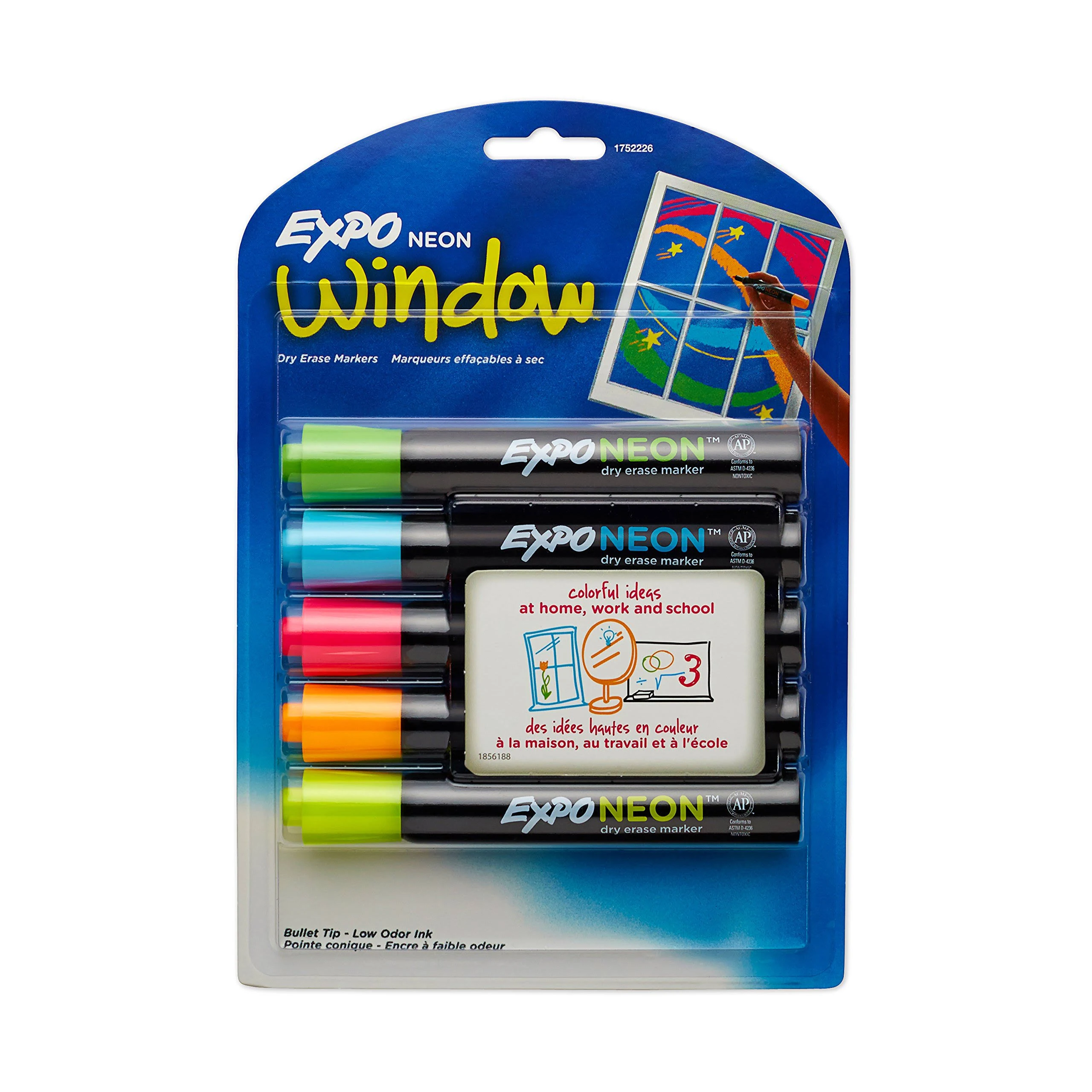 Neon Dry Erase Marker, Bullet Tip, Assorted, 5 Per Pack, 2 Packs