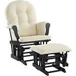 Angel Line Windsor Glider and Ottoman Black Finish and Beige Cushions