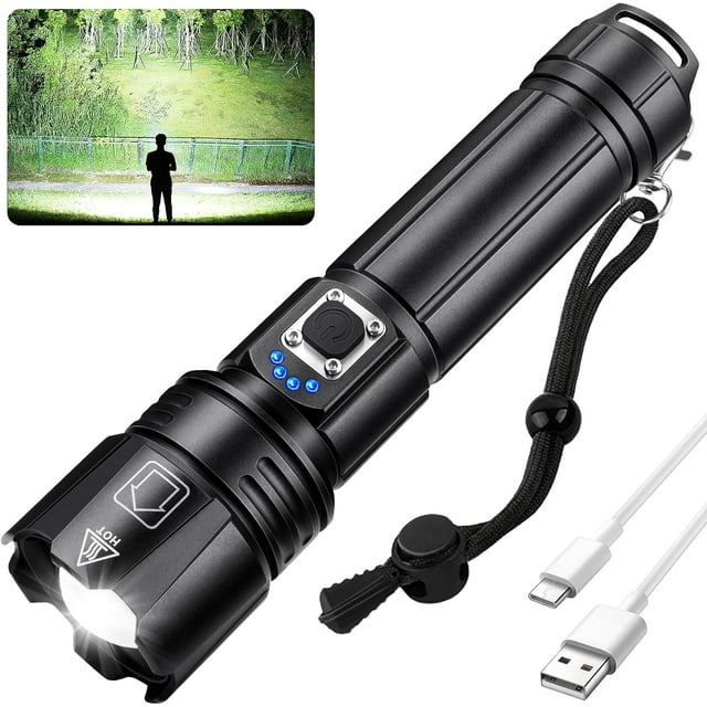 Alifa Rechargeable LED Flashlight 200000 High Lumens, Brightest Powerful Handheld ...