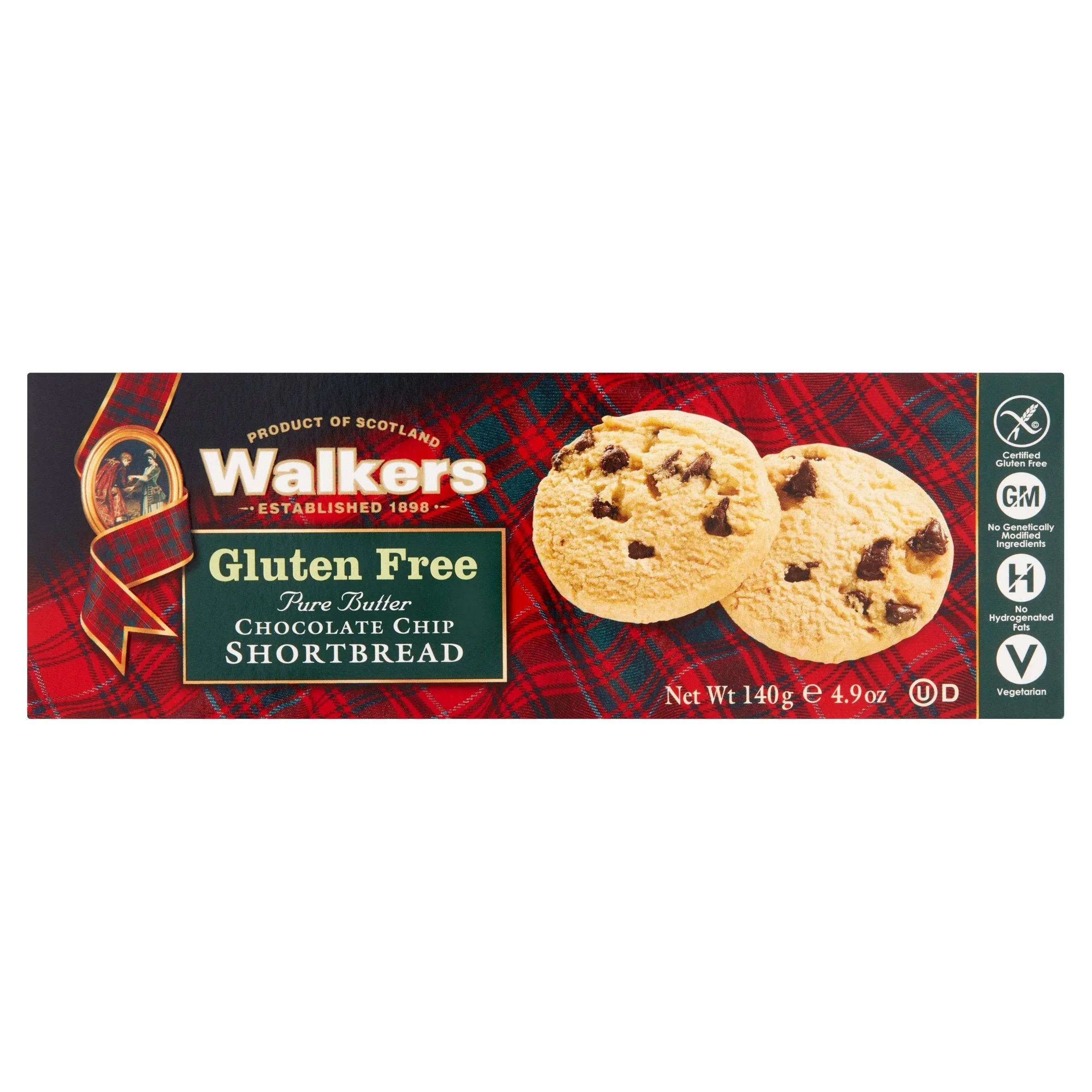 Walker's Shortbread Gluten Free Chocolate Chip Cookies, All-Butter Shortbread Cookies, 4.9 Oz (Pack of 6)