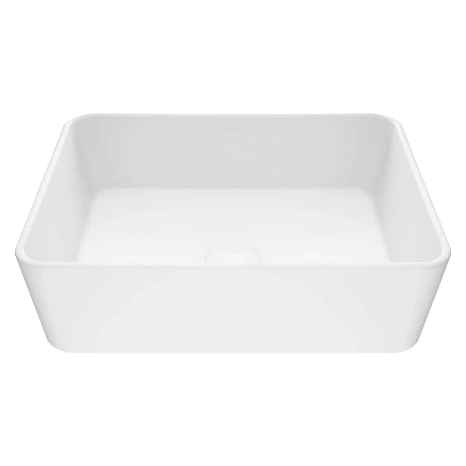 VIGO Marigold 17.75 inch L x 14.375 inch W Over the Counter Freestanding Matte Stone Rectangular Vessel Bathroom Sink in Matte White - Sink for Bathroom VG04003