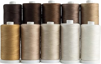 Connecting Threads 100% Cotton Thread Sets - 1200 Yard Spools (Set of 10 - Neutral)