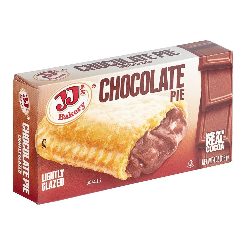 JJ's Bakery Chocolate Pie Snack Pies, Individual Dessert, Fresh-Baked, Nut-Free, Kosher Parve, 4 Oz Each (Pack of 12)