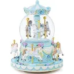 Mr.Winder Carousel Music Box Snow Globe Unicorn Wind Up Horse Musical Boxes