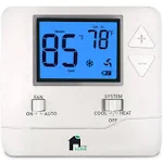 Upgraded Digital Non-Programmable Thermostat for Home 1 Heat/1 Cool Single-Stage System with Separate Heating and Cooling Swing (Cycle Rate)